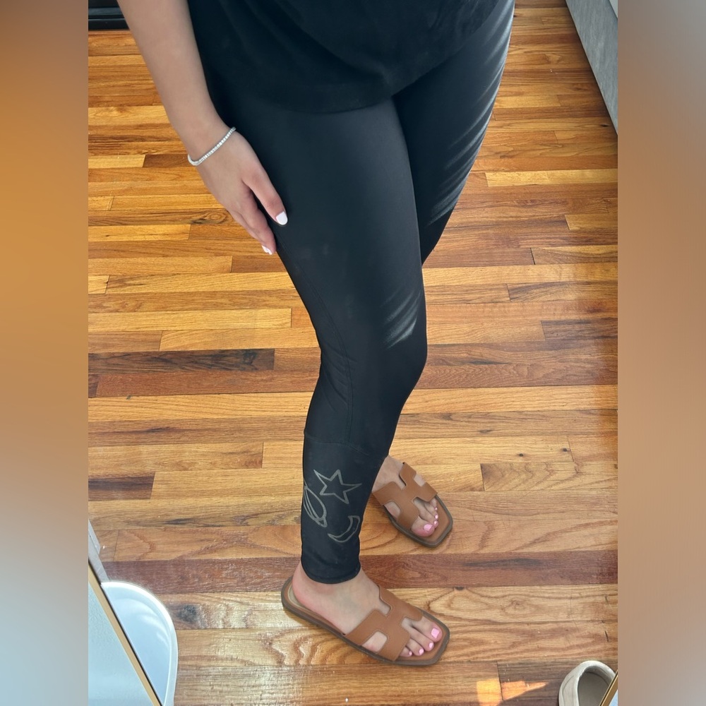Black Women's Leggings with Star & Moon Detail